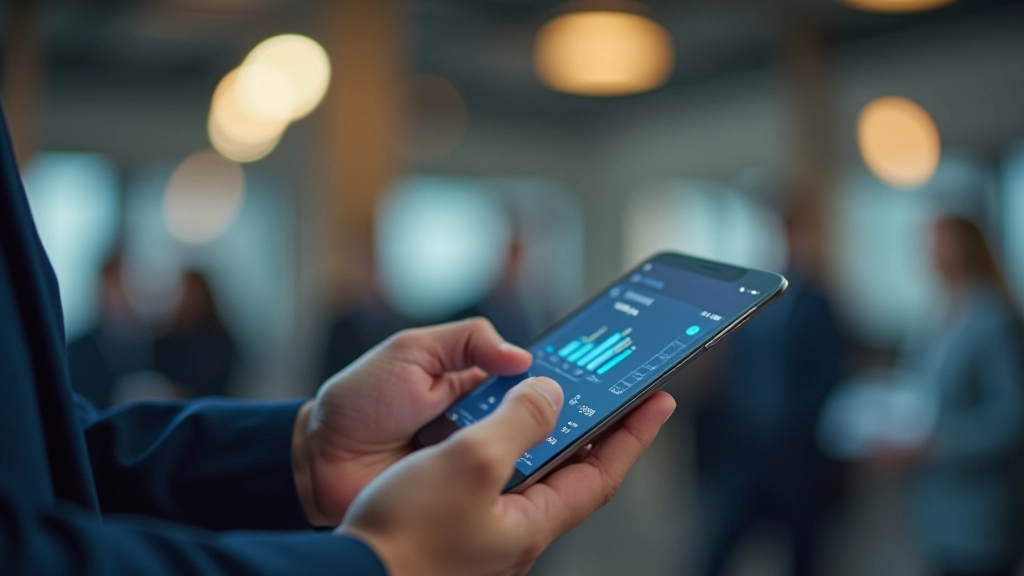 Affilié consultant les statistiques de commission sur son téléphone mobile dans un environnement professionnel