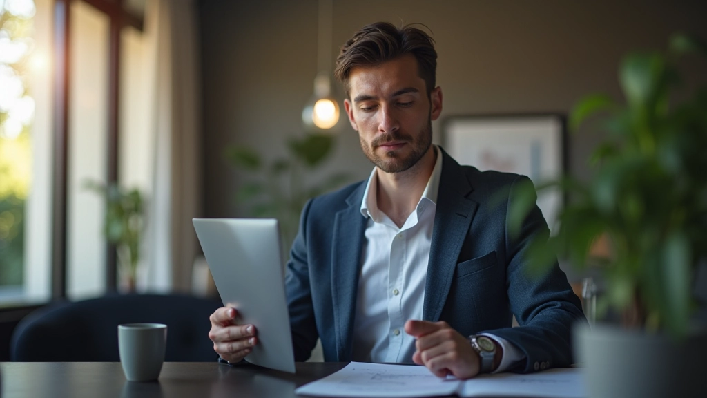 Entrepreneur consultant examinant les résultats de ventes et les métriques de croissance de son service numérique